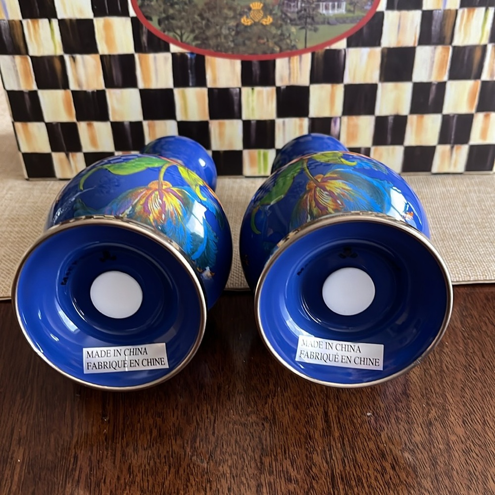 NWT Mackenzie Childs Blue Flower Market large size salt & pepper shakers Retired - Picture 3 of 7